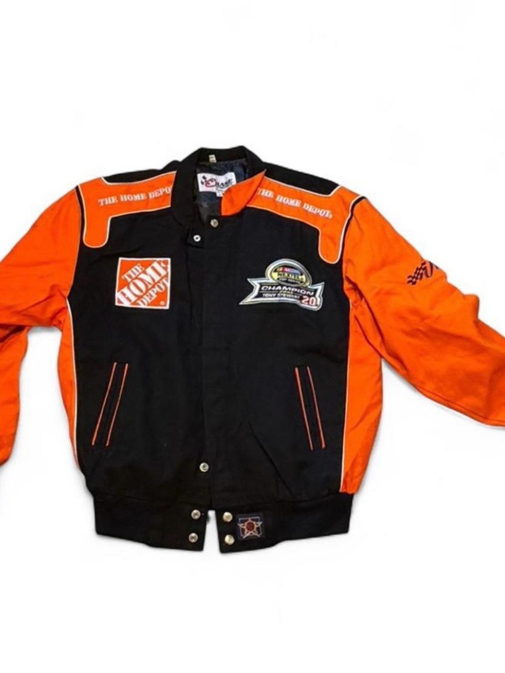 Chase Authentics Black and Orange Varsity Jacket with Racing Patches